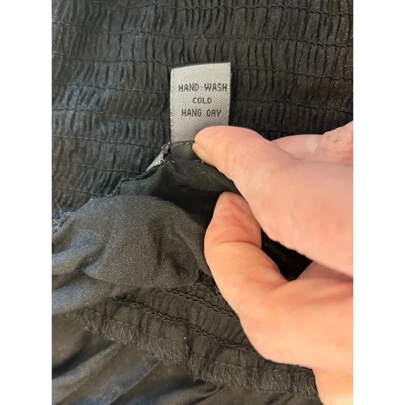 Vintage Y2K Poetry Ruffle Halter Smocked Tank Top L Black Grunge Gothic READ - Picture 10 of 11